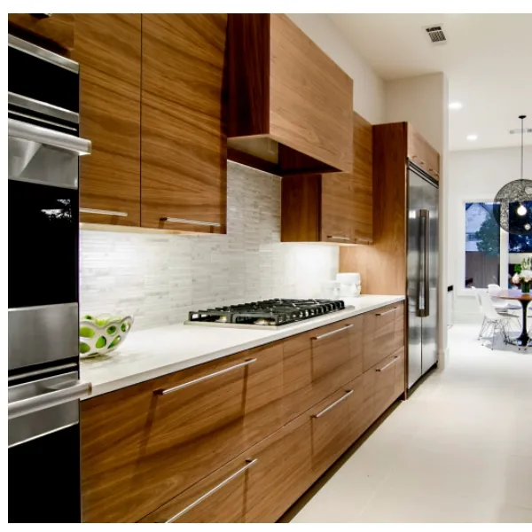 Australia Modern Style Plywood Laminate Quartz Stone Wood Grain Modular Kitchen Cabinet MDF Kitchen Cabinet