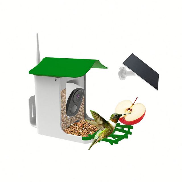 Solar Smart Bird Feeder with Camera 1080HD Night Vision Camera AI Recognition Bird Species Feeder Connection Auto Capture
