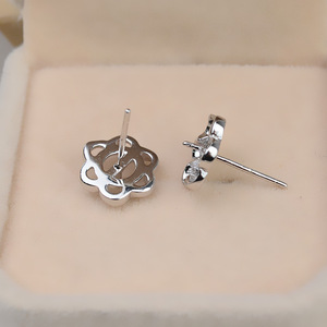 Pendientes de Plata S925 Wenchi con Perla de Agujero Pasante y Triángulo, Accesorios de Joyería DIY 8-9, Semiterminados, de Moda y Tendencia - Product Image 3