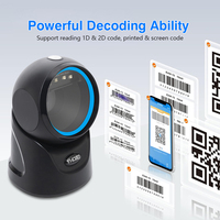 Lecteur de codes QR omnidirectionnel 2D YHD-9601D à détection automatique, scanner de codes-barres de bureau pour les magasins de détail, les supermarchés, les centres commerciaux et les entreprises