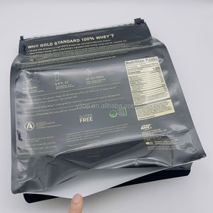 Custom Logo Printed 4.<strong>5kg</strong> <strong>5kg</strong> 10kg Plastic Flat Bottom Ziplock <strong>Gold</strong> <strong>Standard</strong> Egg <strong>Whey</strong> Protein Powder Packaging Pouch Bag Bags - Product Image 4