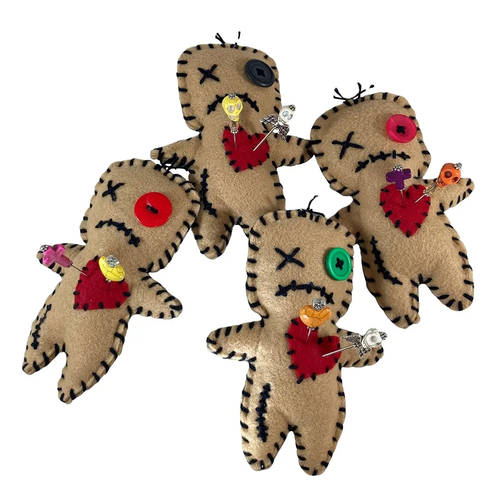 Voodoo — poupées incurvées en feutre, 1278, goupilles de magie foncée, illustration, cœur, poupée