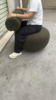 Fauteuil Nordique en Bois Massif, Moderne, Luxe Léger, Style Crème, pour Salon, Fauteuil Paresseux en Polaire d'Agneau, Fauteuil Hippopotame Individuel