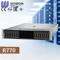 Serveur en rack DeLL PowerEdge R770, serveur de stockage d'entreprise haute performance pour l'IA, le calcul en nuage, les grands volumes de données et les serveurs multi-GPU