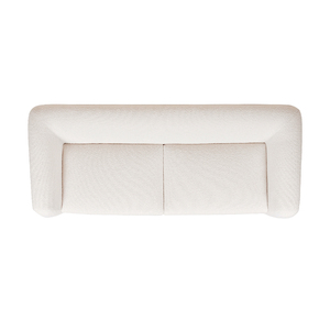 Canapé d'angle convertible capitonné carré en bouclette blanc ivoire pour appartement - Product Image 3