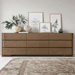Juego de Muebles de Dormitorio Estilo Americano, Roble Natural Envejecido, Cómodas de Madera con 9 Cajones - Product Image 2