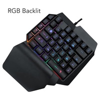Keyboard Gaming Mini Mekanik Tahan Air Profesional dengan Lampu Latar RGB Desain Satu Tangan Berkabel USB untuk Permainan Desktop dan Seluler.