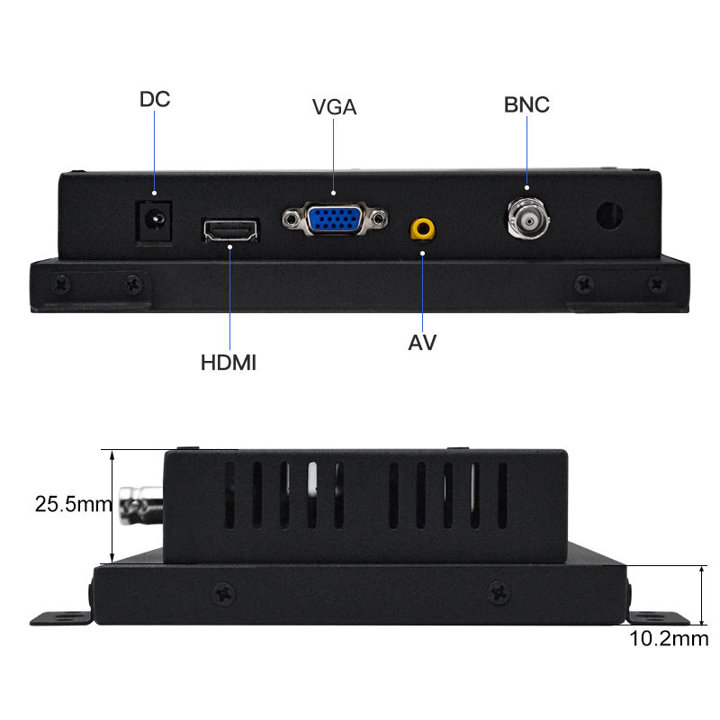 Mini 7 Inch Industrial VGA BNC HD TFT IPS Monitor Wall-Mounted Resistive Touch 1024*600 Resolution USB Interface New Metal Case