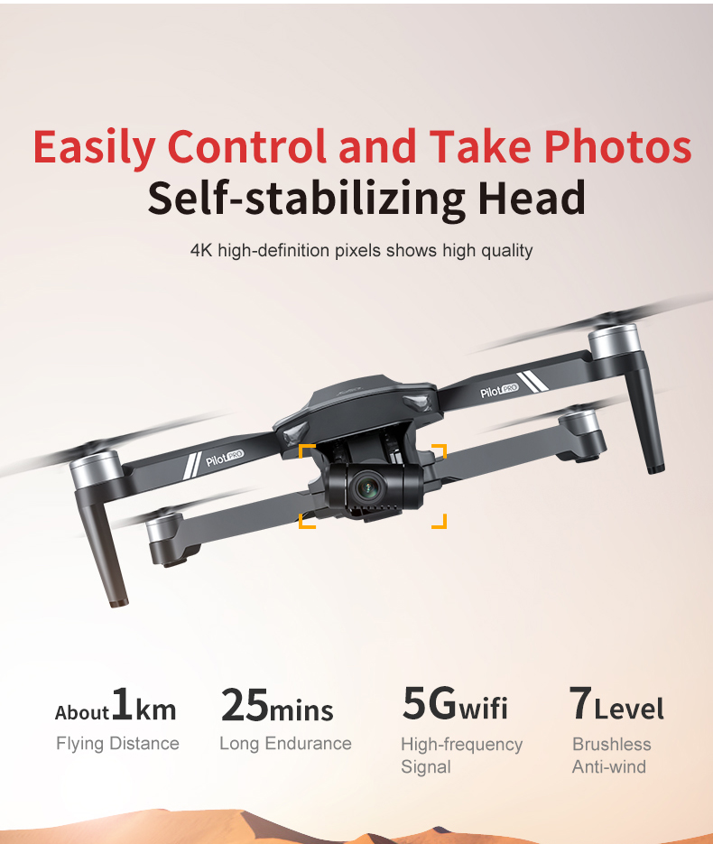 JJRC X19 Drone, Easily Control and Take Photos Self-stabilizing Head 4K high-definition pixels