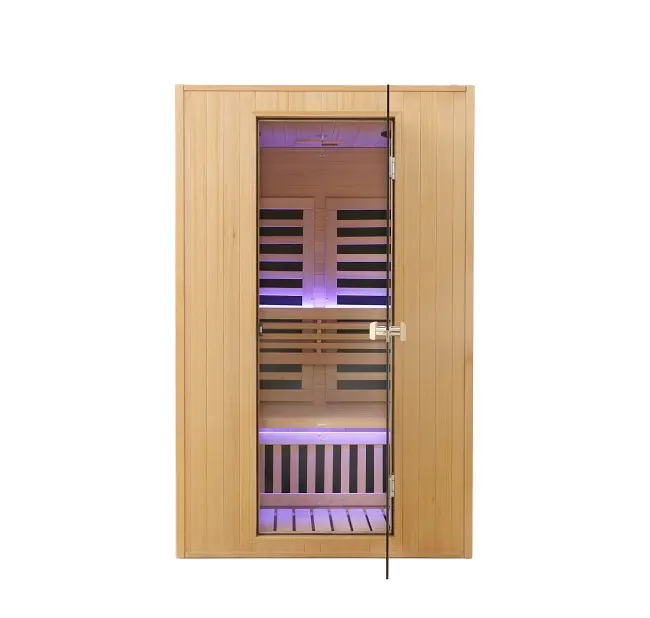 Hemlock Luz Tiras De Madeira Sauna Cabine 2 Pessoa Infravermelho Distante Vapor Seco Sauna Sala Interior Moderno Madeira Maciça