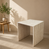 Table d'appoint en marbre de Carrare, table basse rectangulaire moderne, meuble de maison en pierre naturelle, pieds cannelés festonnés pour salon