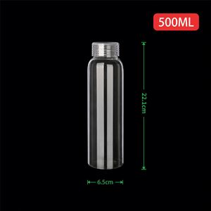 Bouteilles d'eau transparentes modernes avec couvercles, 17 oz, en verre, pour jus, bureau, salles de sport, cafés, promotion des salles de sport - Product Image 4