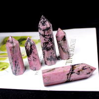 Cristal de diopside rose naturel, quartz rose, tourmaline rouge, pierre énergétique hexagonale à point unique, colonne d'ornement, cristal de fengshui