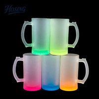 Mug à bière personnalisé grande capacité, sublimation, couleur dégradée, 16 oz, verre givré, vente en gros