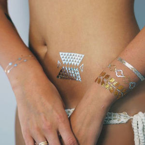 الذهب الزفاف العروس مخصص الجسم الفن وشم فلزي قابل للازالة الذهبي الشظية احباط ختم لصاقات وشم/تاتو/تاتو - Product Image 2