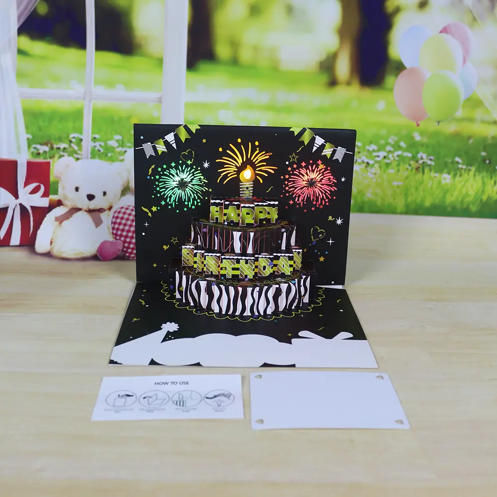 Biglietto di auguri per buon compleanno effetto tridimensionale pop-up cartolina di compleanno nuovo design