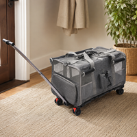 Sac de transport pour animaux de compagnie de luxe à grande capacité, à deux compartiments, en tissu Oxford, double couche, pliable, avec roulettes, détachable, portable, pour l'extérieur