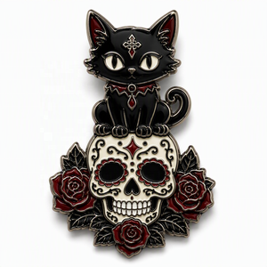 Black Cat Enamel Pin Wholesale Halloween <strong>Jack</strong> O Lantern Sugar Ghost Coffin Brooch Pin Badge Custom Metal Lapel Pin - Product Image 2