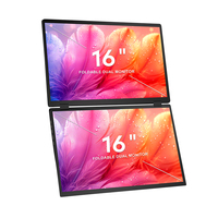 Moniteur portable pliable à double écran de 16 pouces, 1200P FHD IPS USB C HDMI, extension d'écran pour ordinateur portable Windows MacOS