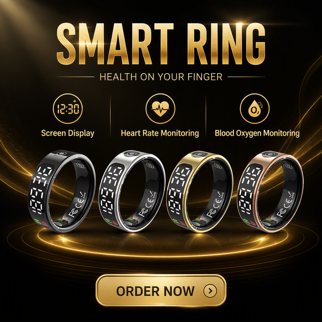 Wholesale Smart Ring Steel TFT Display TikTok Photo Gesture Control IP68 Waterproof Heart Rate Blood Oxygen Sleep Tracker