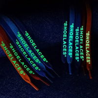 Lacets lumineux qui brillent dans le noir Xd999, lettres anglaises imprimées, design plat, compatibles avec les baskets, lettrage coloré, athlétique