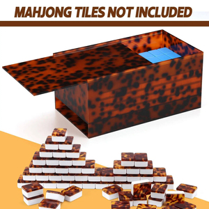Caja de Mahjong Vacía de Acrílico con Diseño de Caparazón de Tortuga, Caja de Almacenamiento para Fichas Americanas y Cartas de Mahjong, Caja de Exhibición Transparente - Product Image 3