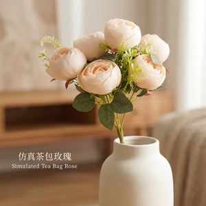 ช่อดอกกุหลาบพลาสติกแบบถุงชาจำลอง Xinchengzhi สำหรับตกแต่งงานแต่งงาน - Product Image 1
