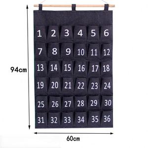 Sac de rangement suspendu sur la porte avec 3 poches, en toile, organisateur mural - Product Image 5