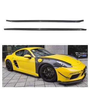 Pour <span class=keywords><strong>Porsche</strong></span> <span class=keywords><strong>718</strong></span> <span class=keywords><strong>Boxster</strong></span> Cayman 3K sergé sec en Fiber de carbone voiture côté pare-chocs jupe kit carrosserie accessoires de voiture - Product Image 1