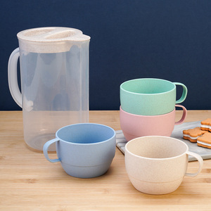 Wheat <b>Straw</b> <b>Cold</b> Water Pitcher Set <b>With</b> Lid Eco-Friendly Plastic Drinkware For Home Gift Use - Product Image 1