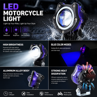 LELANPU 40W Phare auxiliaire LED pour moto, projecteur antibrouillard, double faisceau bleu Angel Eye et rouge Demon Eye, blanc et jaune, IP67, OEM