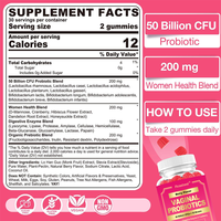 Complément Probiotique Vaginal 4-en-1 Sans Sucre, Saveur Baies, Marque Privée OEM, pour l'Équilibre du pH Intime Féminin, Urinaire et Digestif