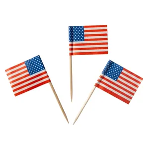 Small Mini Stick US Flags Picks Party Decoration Celebration Cocktail Food Bar Cake Flags