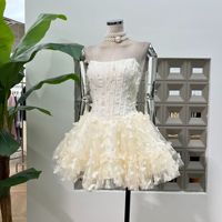 Haute qualité fête été nouveau produit élégant papillon arête de poisson sans bretelles fleur Slim Fit sans bretelles robe de Banquet