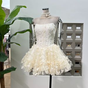 Festa di alta qualità estate nuovo prodotto elegante <span class=keywords><strong>farfalla</strong></span> Fishbone senza spalline fiore Slim Fit senza spalline abito da banchetto - Product Image 3