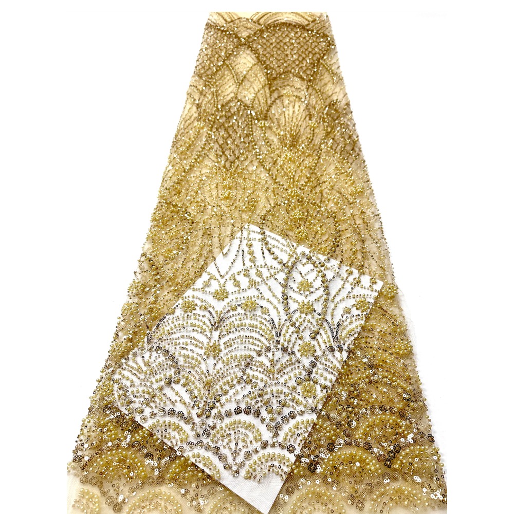 Quality Craftsmanship and Versatile new gold lace fabric for Global Buyers