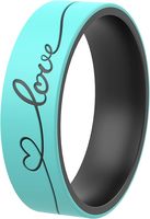 Bague d'anniversaire en silicone bicolore avec logo personnalisé pour elle - Bague de promesse de fiançailles flexible gravée au laser pour femme