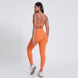 Conjunto de Ropa de Yoga de Gran Venta Lulu con Espalda Cruzada, Sujetador Deportivo Sexy Acolchado y Pantalones de Yoga con Efecto Levanta Glúteos, Conjunto de Sujetador y Leggings para Gimnasio y Fitness - Product Image 4