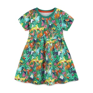 Vestito Estivo in Cotone Lavorato a Maglia a Maniche Corte per Bambine, Stile Europeo e Americano, Novità con Motivi Cartoon - Product Image 3