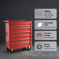 Coffre à outils en acier épaissi avec revêtement en poudre, capacité de charge de 300 kg, personnalisable OEM, 7 tiroirs pour rangement de garages, chariot à outils mobile