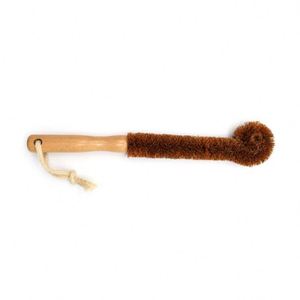 Eco-friendly Natural Custom logo Cleaning Brush Beech Wood Long Handle <b>Coconut</b> Fibre Bottle Brush for <b>Cup</b> - Product Image 1