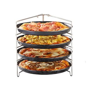 Juego de 4 bandejas antiadherentes para hornear de 28 cm de acero con soporte para horno y bandeja para pizza - Product Image 5