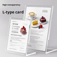 Support de table en acrylique en forme de L, format A4, haute transparence, pour affichage de menus, prix et étiquettes publicitaires