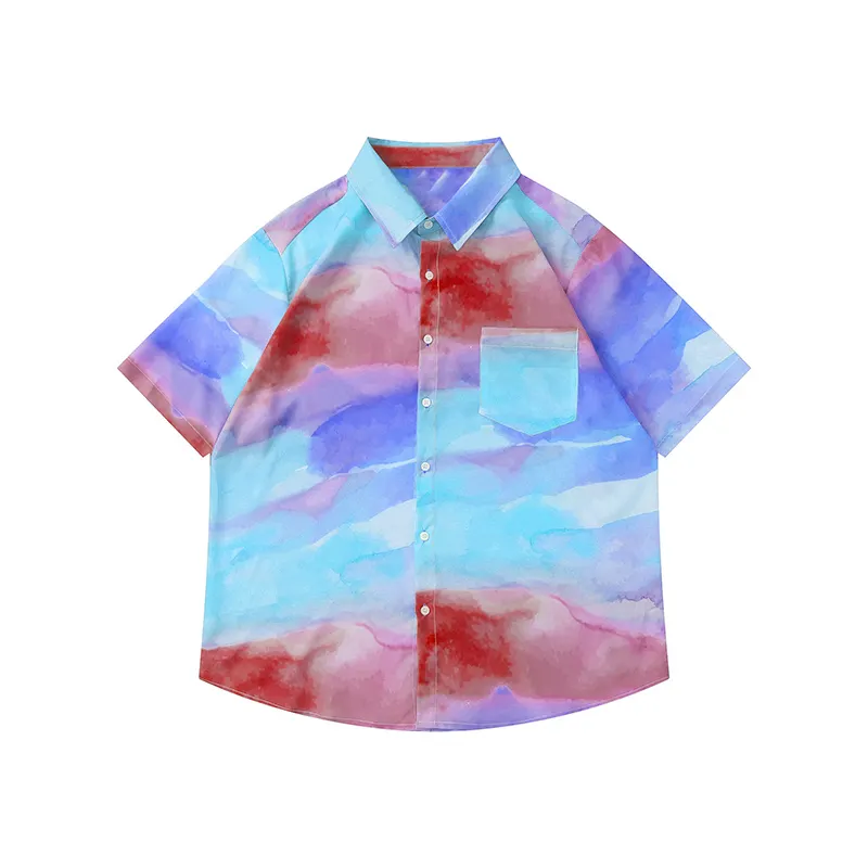 2021 Summer button up men quick dry ice silk shirts latest shirt designs men tie dye shirt
