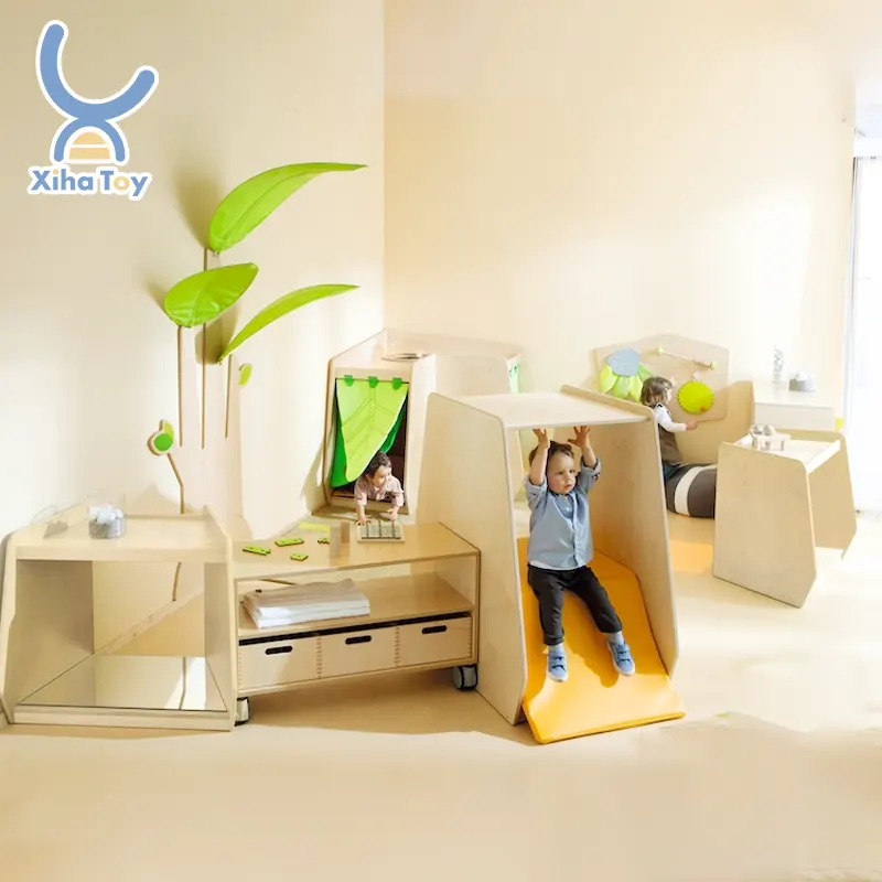 Muebles para bebés, cofre móvil de madera personalizado, armario de esquina, estante, cajón, almacenamiento de juguetes, armarios para niños para uso en jardín de infantes