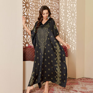 Nova Abaya de Cetim Estampada 2026 para Mulheres, Vestuário Islâmico Tradicional, Robe Longa, Vestido Muçulmano Modesto - Product Image 3