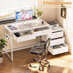 Seventable Holz-Gaming-Computertisch 5 Schubladen Steckdosen LED-Beleuchtung Monitorständer Heimbüro Herkunft China - Product Image 4