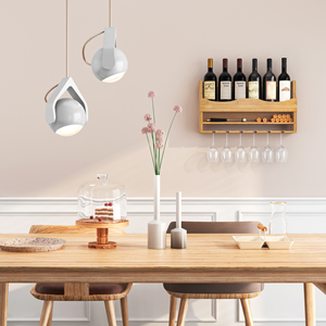 Treo Tường Rượu Vang Giá Tre Rượu Vang Giá Với 6 Người Giữ Kính Và Rượu Vang Lưu Trữ Hiển Thị Kệ Cho Nhà Bếp - Product Image 6