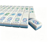Ensemble de Mahjong Américain 4 Joueurs en Acrylique Gravé, Motifs Lotus, Carpes Koï, Palmiers et Tigres, Couleurs Pastel Ivoire, Pliable et Portable, Luxe Moderne, Idéal pour les Amis