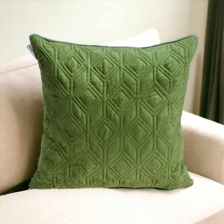 HMS Tufted Diamonds Olive Velvet Accent Pillow for Living Room Chairs